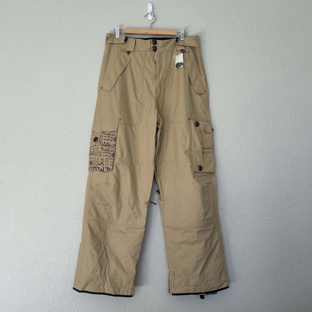 NWT Mission 6 Snow Pants Men's Large Tan Snowboard Ski Cargo Pockets